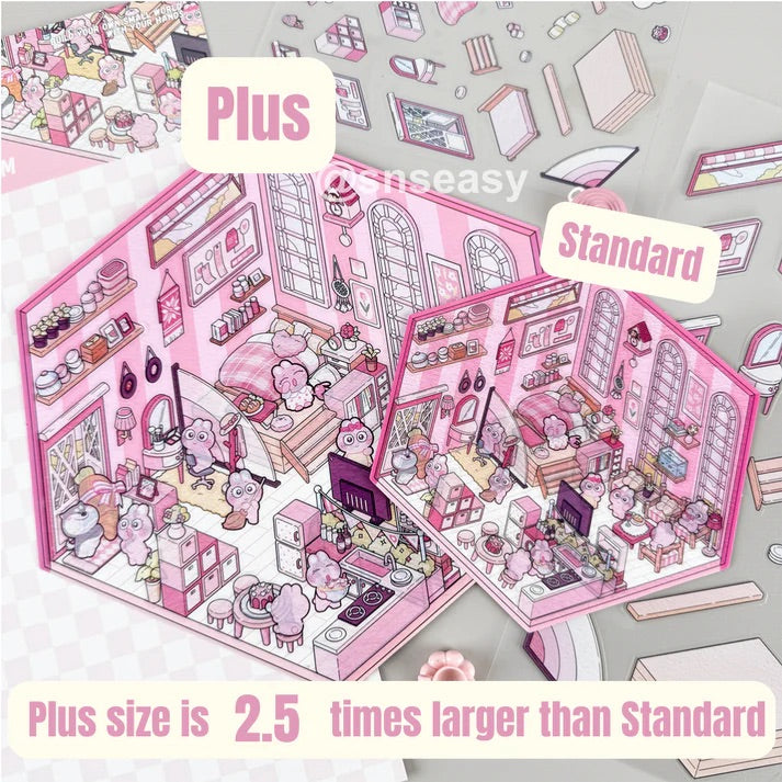 3D Scene Stickers - 8 Themes - Supermarket | Bookstore | Coffee Shop | Restaurant | Warm Home | Hot Spring | Gymnasium | Music Bar