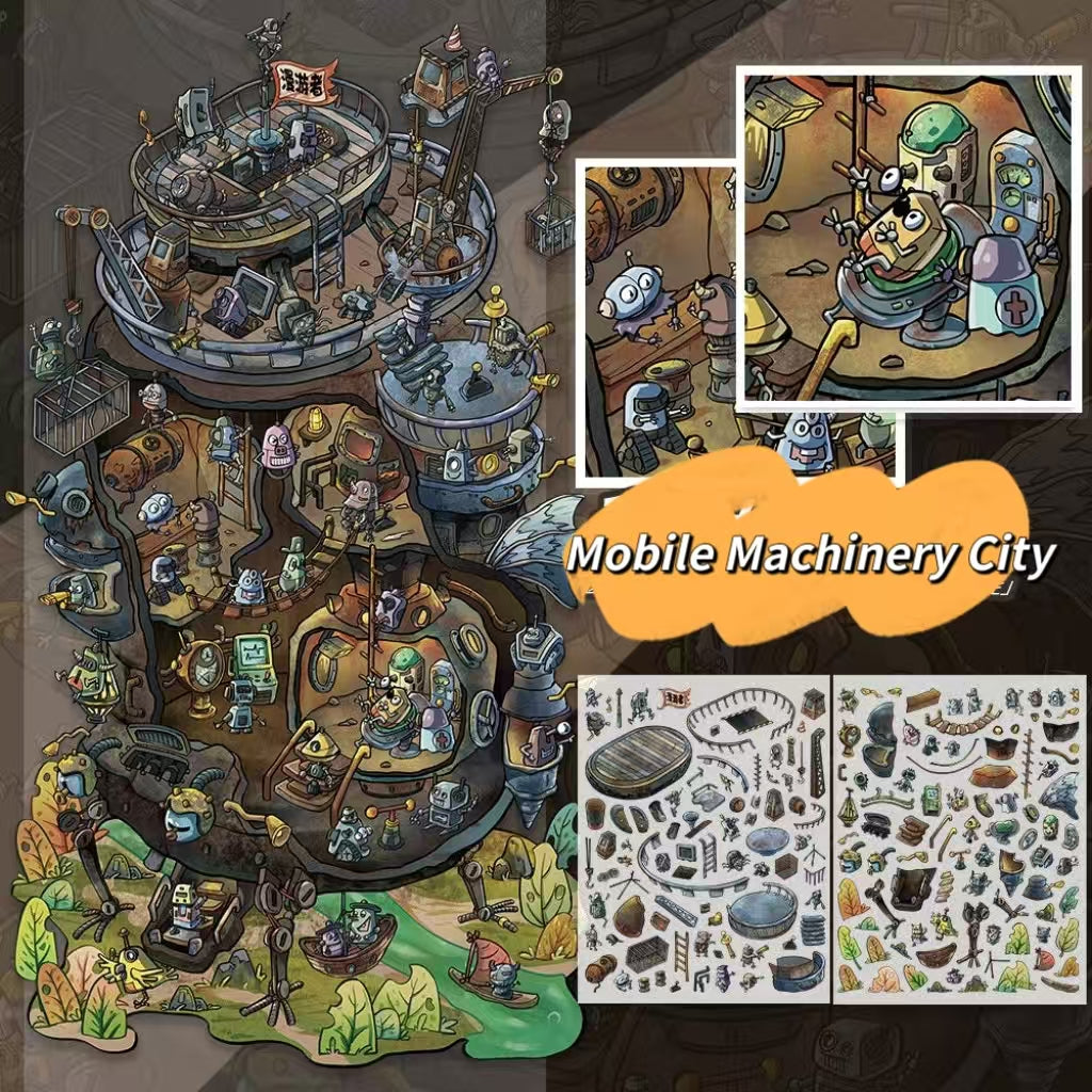 Future Series 2-3D Sticker Scenes -3 Theme Sets: Mobile Machinery City | Silicon-based rebellion  | Origin of mutation