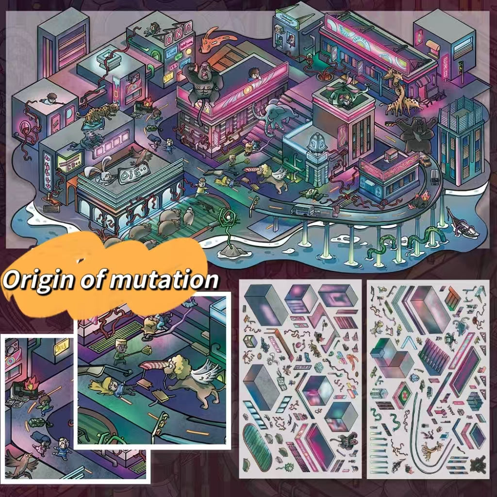 Future Series 2-3D Sticker Scenes -3 Theme Sets: Mobile Machinery City | Silicon-based rebellion  | Origin of mutation